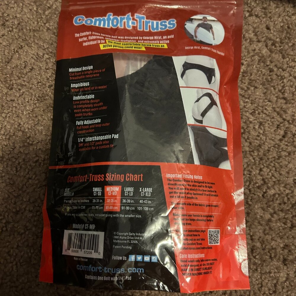 Heavy Duty Hernia Support Underwear - Black Medium NIB Comfort-Truss - Picture 3 of 3